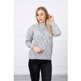 Kesi Sweater high neck with diamond pattern gray Cene