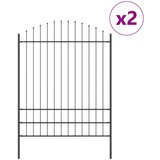 vidaXL panel za ograjo, 2 kosa Siva Prašno lakirano jeklo Trajna | Shoptok.si