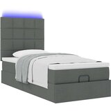 vidaXL Otomanski posteljni okvir z vzmetnico siv 90x200 cm blago | Shoptok.si