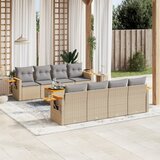 Maison Chic Seti vrtnega pohištva - Vrtna garnitura 9-delna z blazinami bež poli ratan, (21797083) | Shoptok.si