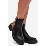 Boto Insulated women's ankle boots with gold detail leopard pattern black Calista | shoptok.hr