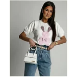 Fasardi White women's sweater with a bunny