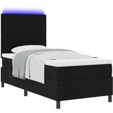 vidaXL Postelja s špringom in vzmetnico & LED črna 100x200 cm tkanina | Shoptok.si