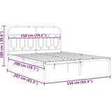  Metalni okvir za krevet s uzglavljem crni 150x200 cm | shoptok.hr