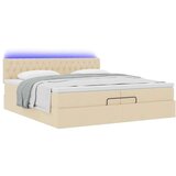  Otomanski okvir kreveta s madracima krem 200x200cm od tkanine | shoptok.hr