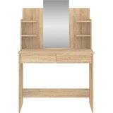 vidaXL Toaletna mizica z ogledalom sonoma hrast 96x39x142 cm | Shoptok.si