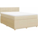  Krevet s oprugama i madracem krem 140x200 cm od tkanine | shoptok.hr