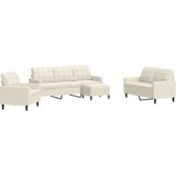  4-dijelni set sofa s jastucima krem bar&amp;scaron;unasti Slike