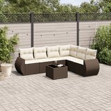 Maison Chic Seti vrtnega pohištva - Vrtna garnitura - Vrtni pohištvo set 7-delna z blazinami rjav poli ratan, (21801496) | Shoptok.si