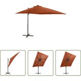  The Living Store Vrtni senčnik z LED lučkami terakota 250 cm - Previsni Senčnik, (21742809) Cene