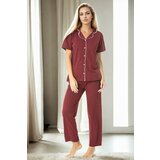 Dewberry U4716 Womens Short Sleeve Pyjama Set-BORDEAUX cene