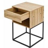 ModernHome GIC-NST65-15 – Noćni ormarić s ladicom i policom, 40 × 38,5 × 64,5 cm, svijetli hrast/crna | shoptok.hr