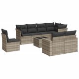 vidaXL Vrtna sedežna garnitura 9-delna z blazinami sv. siv poli ratan, (21252116) | Shoptok.si