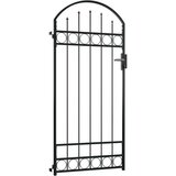 vidaXL Vrata za ograjo zaobljena jeklo 89x200 cm črna | Shoptok.si
