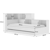 MID.YOU POSTELJA S PREDALOM 90 cm x 200 cm , bela, hrast artisan | Shoptok.si