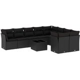  10-dijelni set vrtnih sofa s jastucima crni od poliratana | shoptok.hr