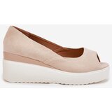 Boto Wedge Women Sandals Made Of Eco Suede Light Beige Velira | Eponuda.ba
