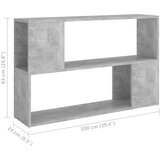 Ormarić za knjige boja betona 100x24x63 cm konstruirano drvo | Eponuda.com