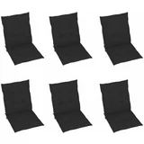  Jastuci za vrtne stolice 6 kom crni 100 x 50 x 3 cm od tkanine