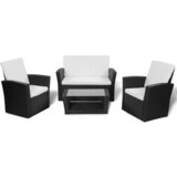 Maison Chic Seti vrtnega pohištva - Vrtna garnitura - Vrtni pohištvo set z blazinami 4-delna poli ratan črna, (21807477) | Shoptok.si
