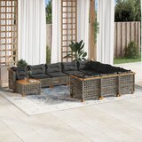 Maison Chic Seti vrtnega pohištva - Vrtna garnitura - Vrtni pohištvo set 11-delna z blazinami siv poli ratan, (21810116) | Shoptok.si