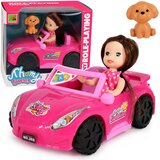Mini Doll in a Convertible Car Set with Dog Figurine Pink | Shoptok.si