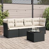 Maison Chic Seti vrtnega pohištva - Vrtna garnitura - Vrtni pohištvo set 5-delna z blazinami črn poli ratan, (21816434) | Shoptok.si