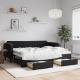 vidaXL Izvlečna dnevna postelja s predali črna 90x200 cm žamet Cene