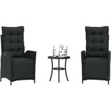  3-dijelni bistro set s jastucima crni od poliratana - Crna 1 | shoptok.hr