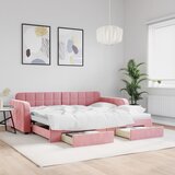  Dnevni krevet na razvlačenje ružičasti 90 x 200 cm baršunasti | shoptok.hr