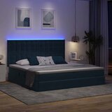  LED krevet za pohranu s madracem Tamno plava 200 x 200 cm | shoptok.hr