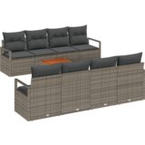 vidaXL Set vrtne sofe s jastučićima siva Poli ratan akacija, Dvosjed vrtna sofa s pohranom i jastučićima siva Poli ratan | shoptok.hr