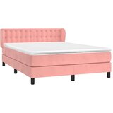  Krevet s oprugama i madracem ružičasti 140x190 cm baršunasti | shoptok.hr