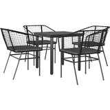  Vrtna garnitura - 5-dijelni vrtni blagovaonski set s jastucima od crnog | shoptok.hr