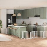 vidaXL Ograda za pse z vrati zložljiva 10 panelov bela 800 cm les | Shoptok.si