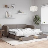 vidaXL Izvlečna dnevna postelja s predali taupe 90x200 cm blago Cene