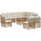  Zunanja garnitura za sedenje 11 pcs Naravna in krem bela, (5000270545) | Shoptok.si