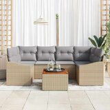  Sjedeća garnitura za vrt 7 kom. Bež i svijetlo siva poliratan 234 x 123,5 x 69 cm | shoptok.hr