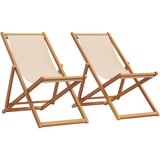  The Living Store Zložljivi stoli za na plažo 2 kosa bež blago in trden les - Stol Za Plažo, (21456677) Cene