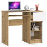 AKORD Piksel Računalniška Miza, Desna Izvedba, Hrast Artisan/Bela, (5000333085) | Shoptok.si