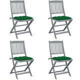  Zložljivi vrtni stoli 4 kosi z blazinami trakacijev les | Shoptok.si