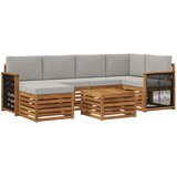 vidaXL Kotna sedežna garnitura z blazino 6 pcs Naravna in svetlo siva, (5000269802) | Shoptok.si