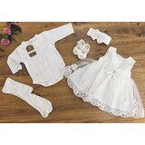  set bebi u kutiji 5/1 haljina, bodi, traka, štrampice, cipelice, boja breskve | shoptok.hr