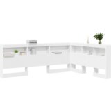 vidaXL Skladiščni naslon s polico z vzglavjem s shranjevanjem Bela 150 cm Konstruiran les | Shoptok.si