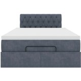 vidaXL Otomanski posteljni okvir z vzmetnico siv 120x200 cm žamet | Shoptok.si