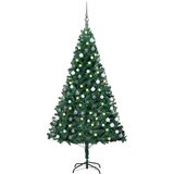  Umjetno osvijetljeno božićno drvce s kuglicama zeleno 180cm PVC | shoptok.hr