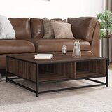 vidaXL Klubska mizica rjavi hrast 80x80x30 cm inž. les in kovina | Shoptok.si
