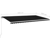 Tenda na ručno uvlačenje s LED svjetlima 600x350 cm antracit | shoptok.hr