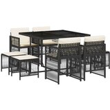 vidaXL 9-dijelni vrtni blagovaonski set s jastucima crni od poliratana | shoptok.hr