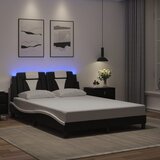 Maison Chic Posteljni okvir - Dvoposteljna postelja - Zakonska postelja z LED lučkami črno bel 140x200 cm umetno usnje, (21696816) | Shoptok.si